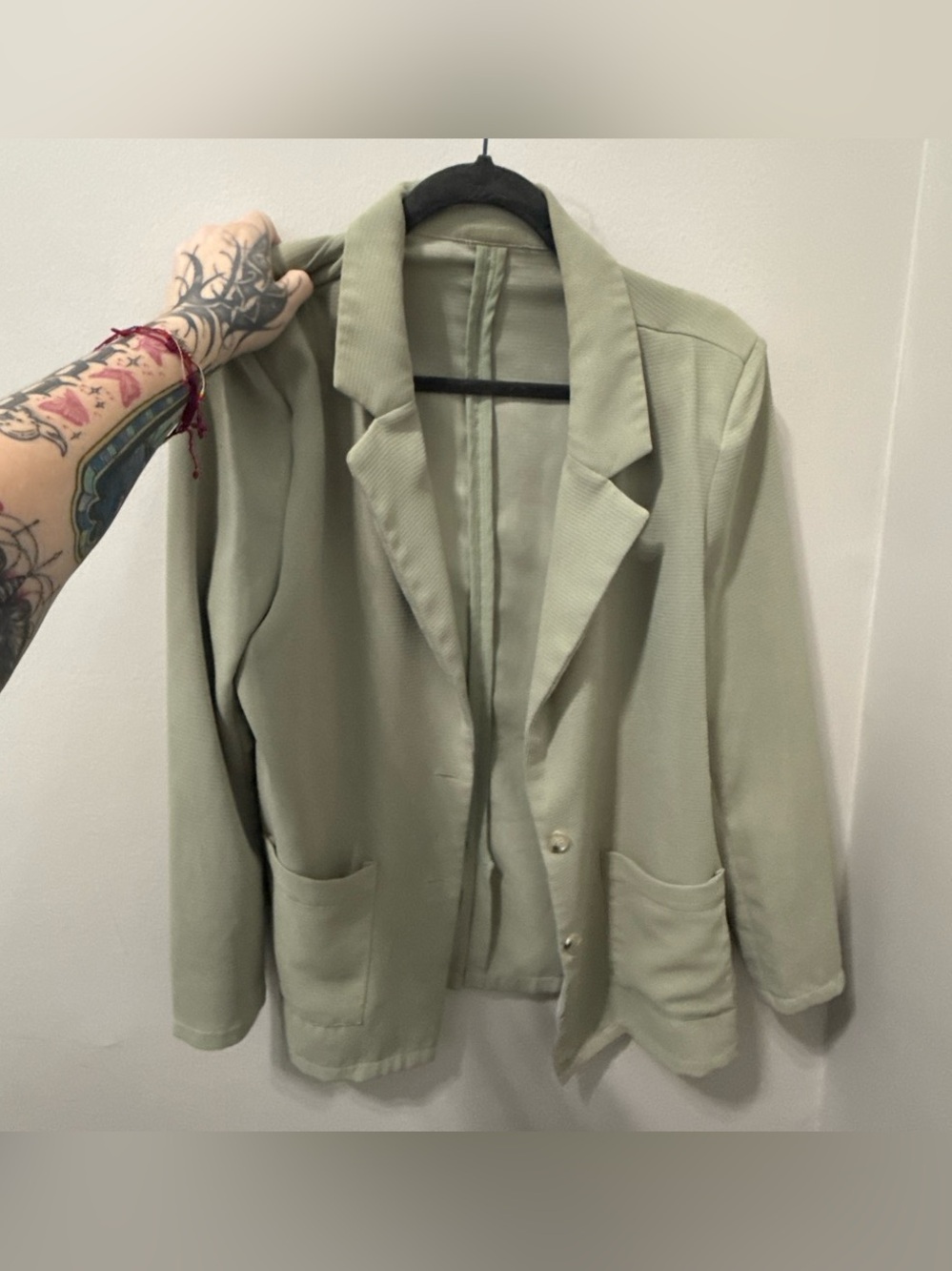 Women's Light Sage Single-Breasted Tailored Blazer
